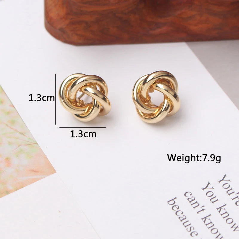 Twist Round Earrings for Women Gold Color