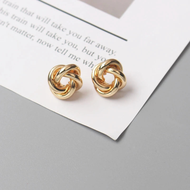 Twist Round Earrings for Women Gold Color