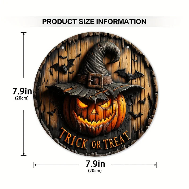 Halloween Wooden Wreath Logo Retro