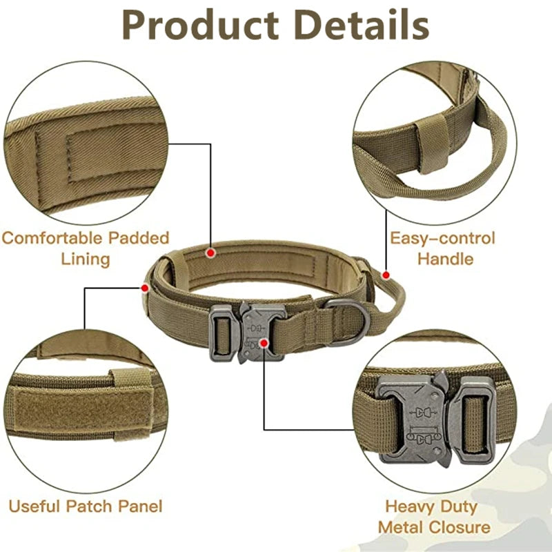 Dog Collar Durable Tactical Leash Set Adjustable