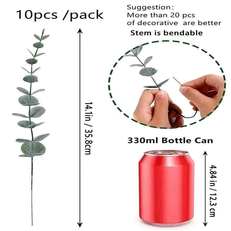 10pcs Artificial Eucalyptus Leaves