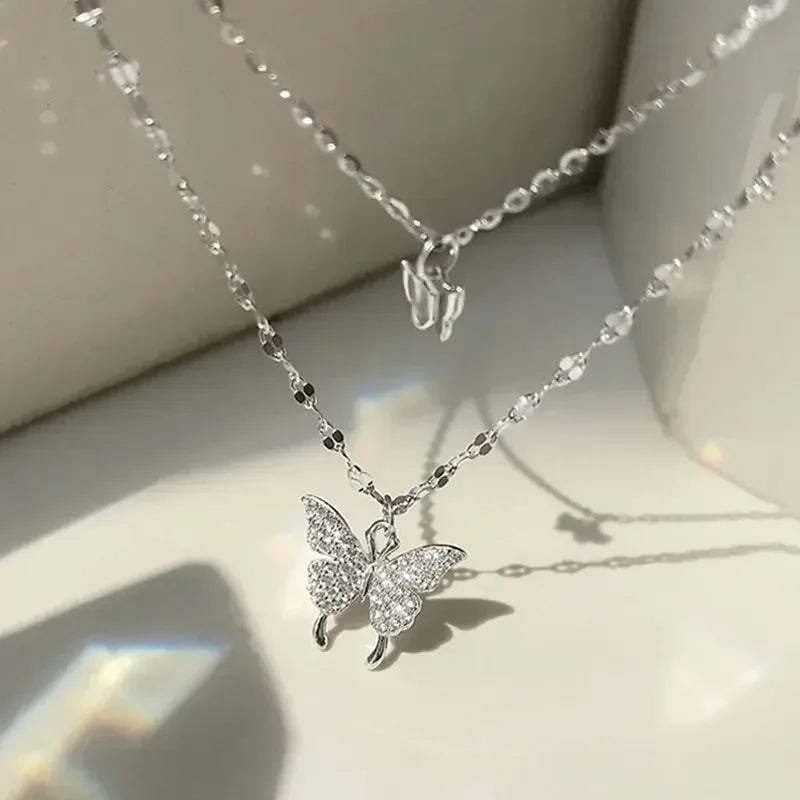 Double Layer Butterfly Necklace for Women